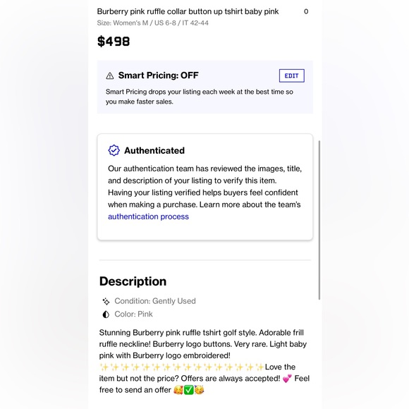 Burberry pink ruffle collar button up tshirt baby pink ! Stunning Burberry - Picture 6 of 12